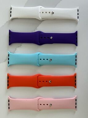 NWOT Silicone Replacement Watch Bands - White, Purple, Light Blue, Orange, Pink